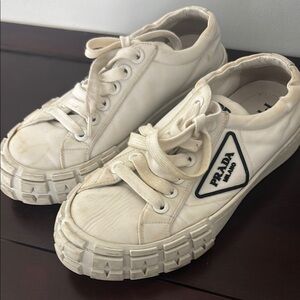 Prada Cream Low-Top Sneakers